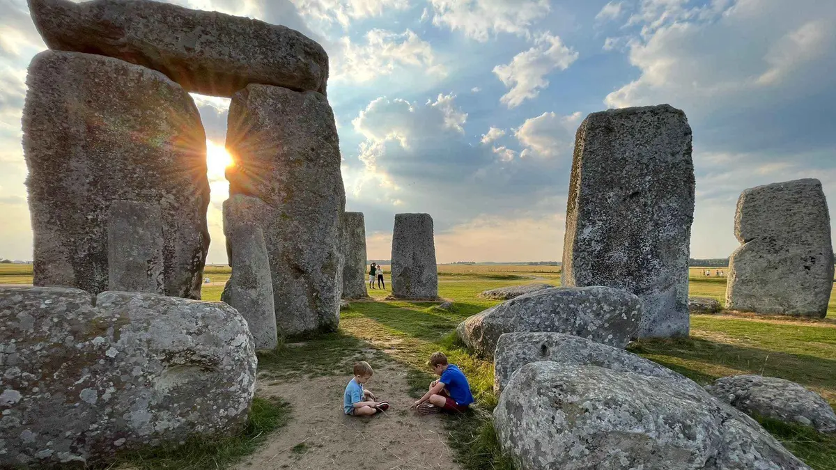 Inner circle at sunrise or sunset on a Stonehenge tour from London, Wiltshire, England